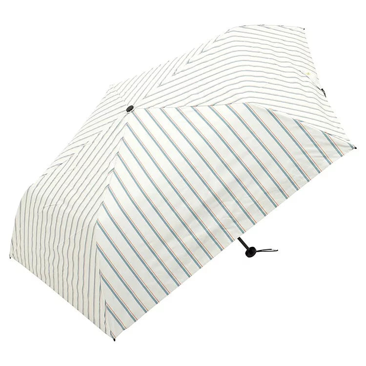Airlight 雙色線條羽量碳纖折傘 簡約白 傘面展開